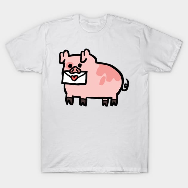 Lovestruck Cute Cartoon Piggy T-Shirt by Porkzby